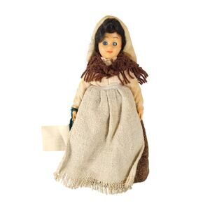 Handmade Quebec Doll Nouvelle-France Era Farm Woman 6" Cloth Base Vintage